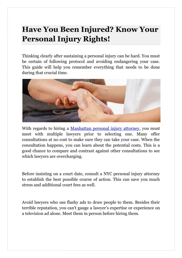 Have You Been Injured? Know Your Personal Injury Rights!