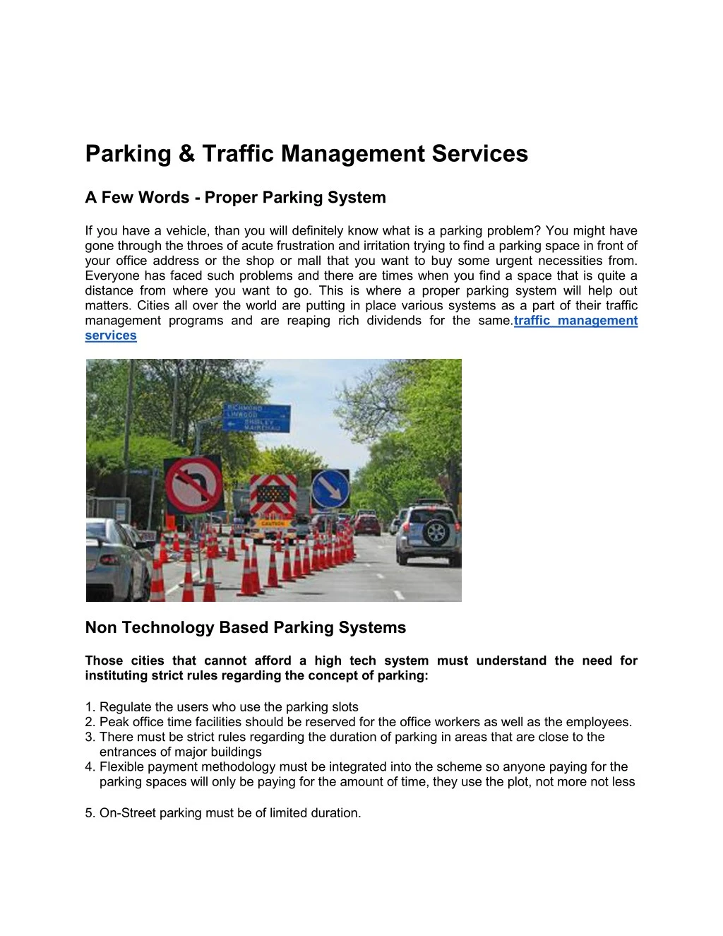 parking traffic management services