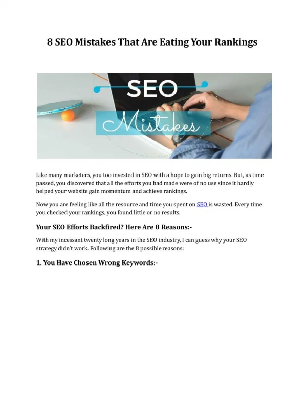 8 SEO Mistakes That Are Eating Your Rankings