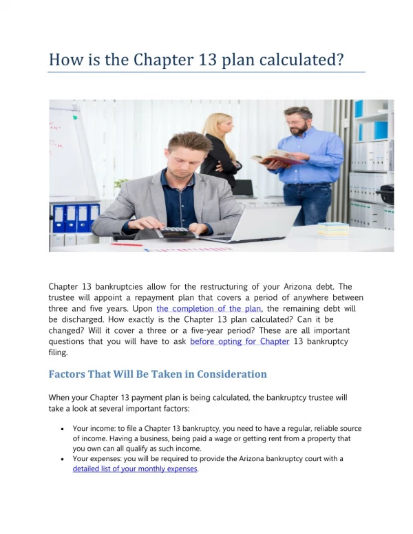 How is the Chapter 13 plan calculated?