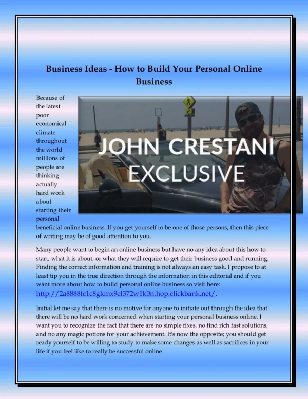 Business Ideas - How to Build Your Personal Online Business