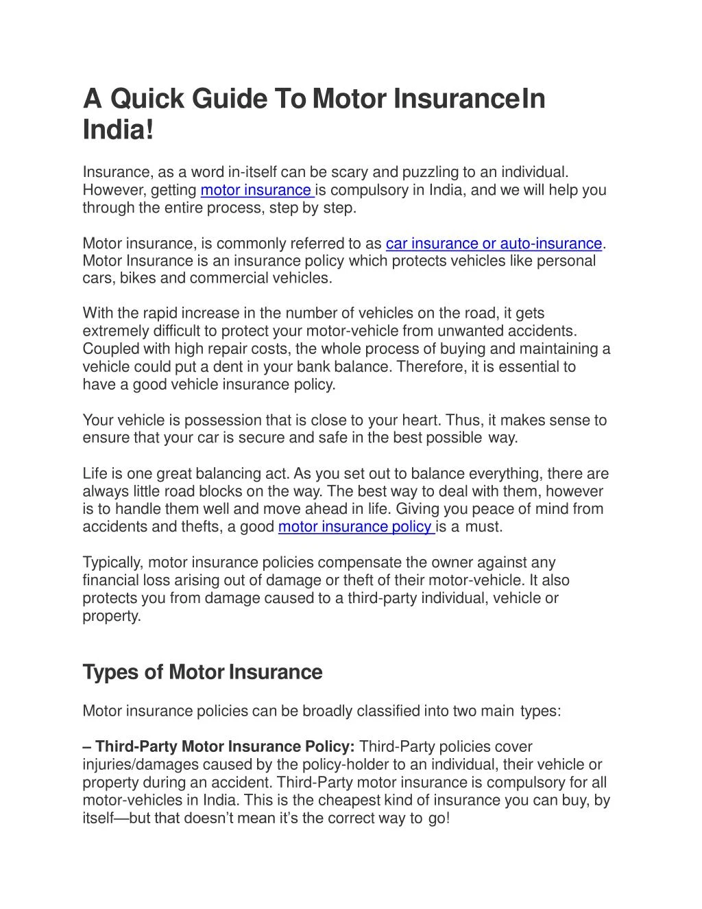 literature review on motor insurance in india