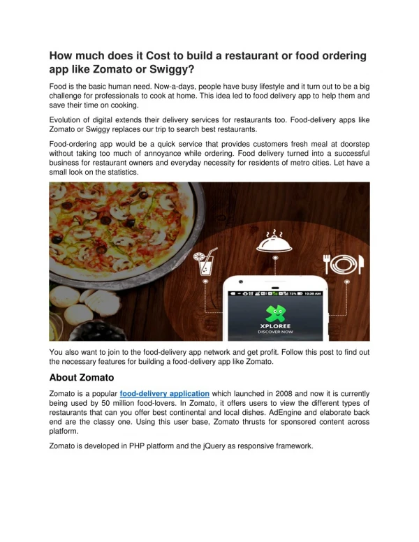 How to make restaurant app like Swiggy