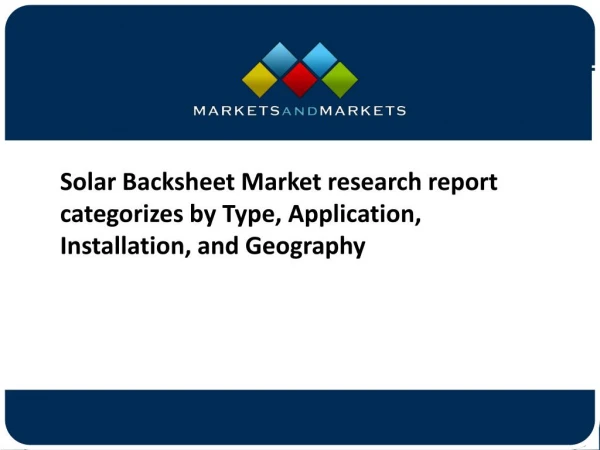 Solar backsheet Market Forecast to 2023– Key Players, Competitive Landscape and Regional Analysis