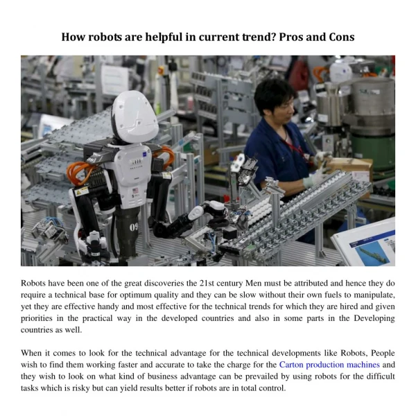 How robots are helpful in current trend? Pros and Cons