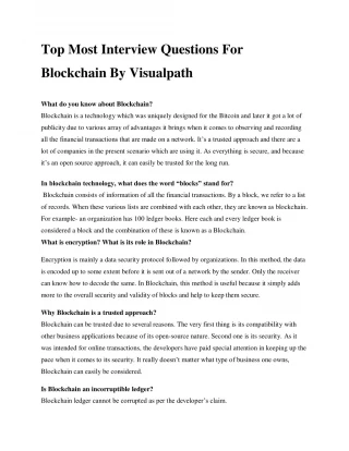 Blockchain interview questions by Visualpath | Blockchain Training in Hyderabad - slide 1
