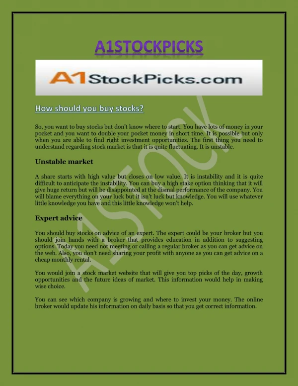 How should you buyÂ stocks?