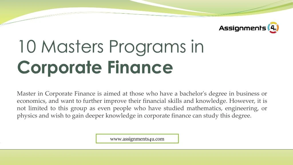10 masters programs in corporate finance