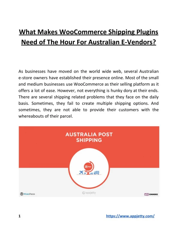 What Makes WooCommerce Shipping Plugins Need of The Hour For Australian E-Vendors-