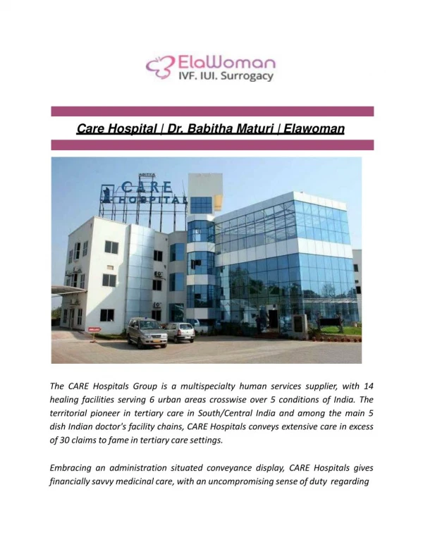 Care Hospital | Dr. Babitha Maturi | Elawoman