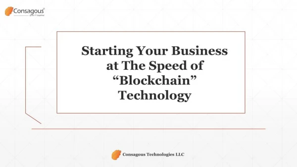 Starting Your Business at The Speed of Blockchain Technology