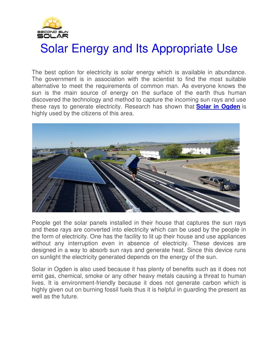 solar energy and its appropriate use