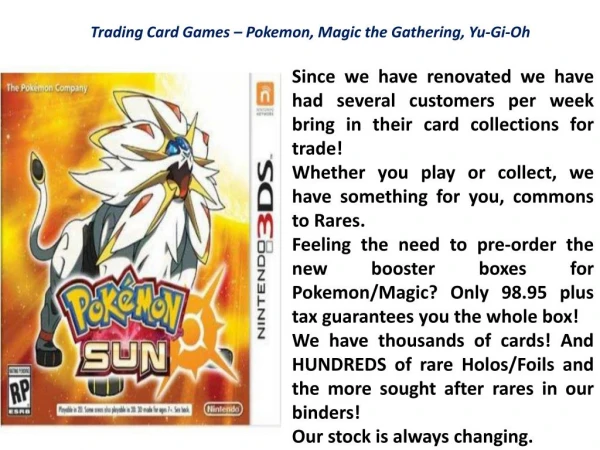 Trading Card Games – Pokemon, Magic the Gathering, Yu-Gi-Oh