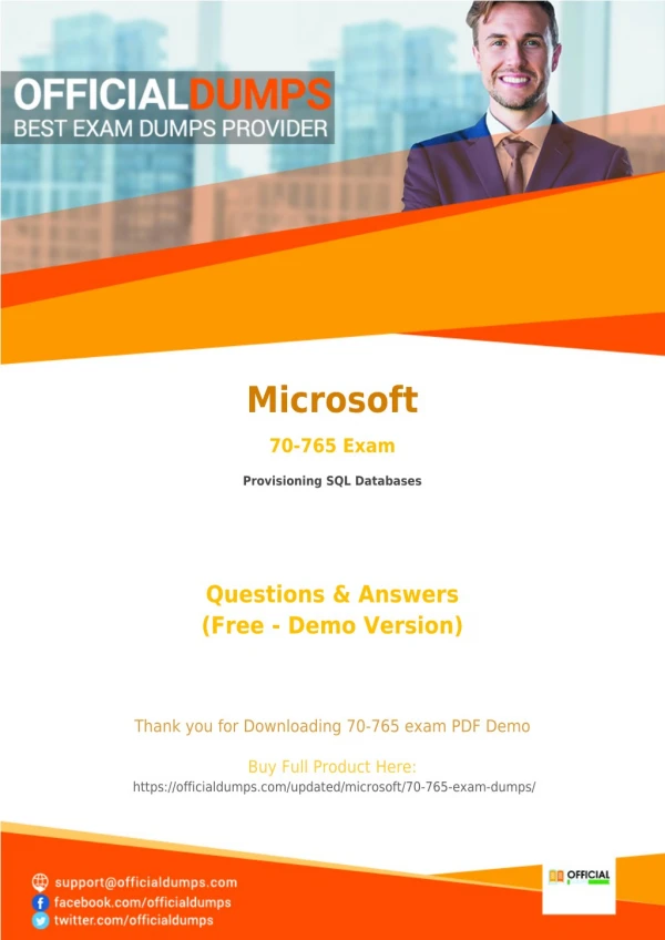 70-765 Exam Dumps - Try These Actual Microsoft 70-765 Exam Questions 2018 | PDF