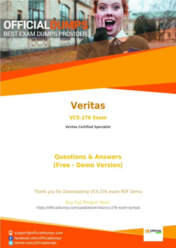 VCS-276 PDF - Test Your Knowledge With Actual Veritas VCS-276 Exam Questions - OfficialDumps