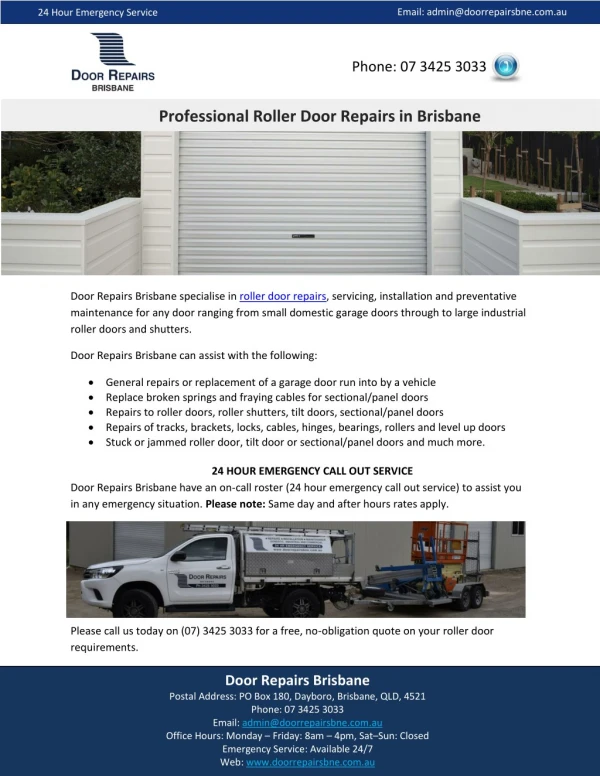 Professional Roller Door Repairs in Brisbane