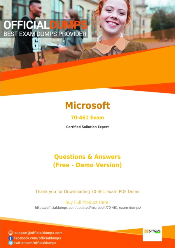 70-461 PDF - Test Your Knowledge With Actual Microsoft 70-461 Exam Questions - OfficialDumps