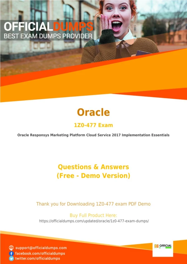 1Z0-477 Dumps - Pass in 1ST Attempt with Valid Oracle 1Z0-477 Exam Questions - PDF
