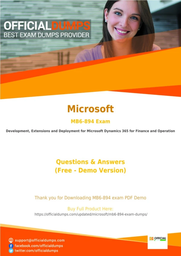 MB6-894 Exam Dumps - Reduce Your Chances of Failure | Microsoft MB6-894 Exam Questions PDF