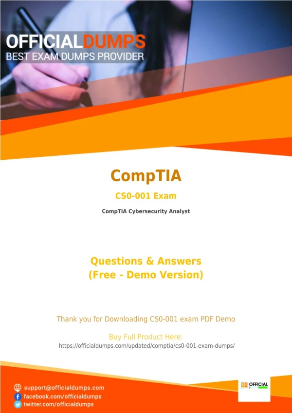 CS0-001 Exam Dumps - Try These Actual CompTIA CS0-001 Exam Questions 2018 | PDF