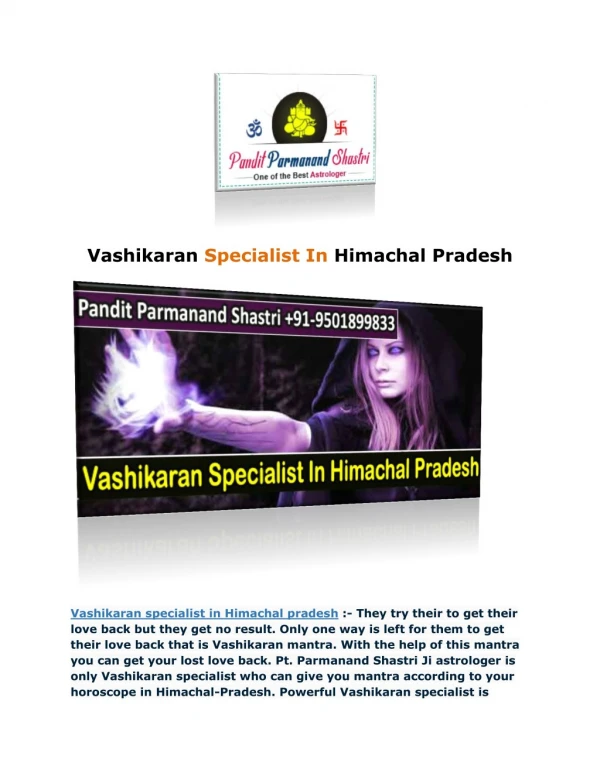 Vashikaran Specialist In Himachal Pradesh
