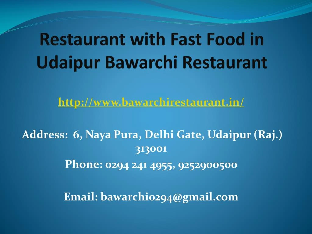 restaurant with fast food in udaipur bawarchi restaurant