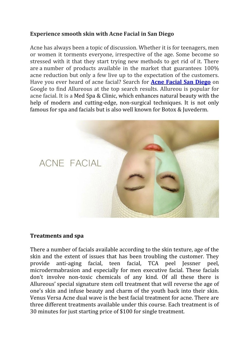 experience smooth skin with acne facial