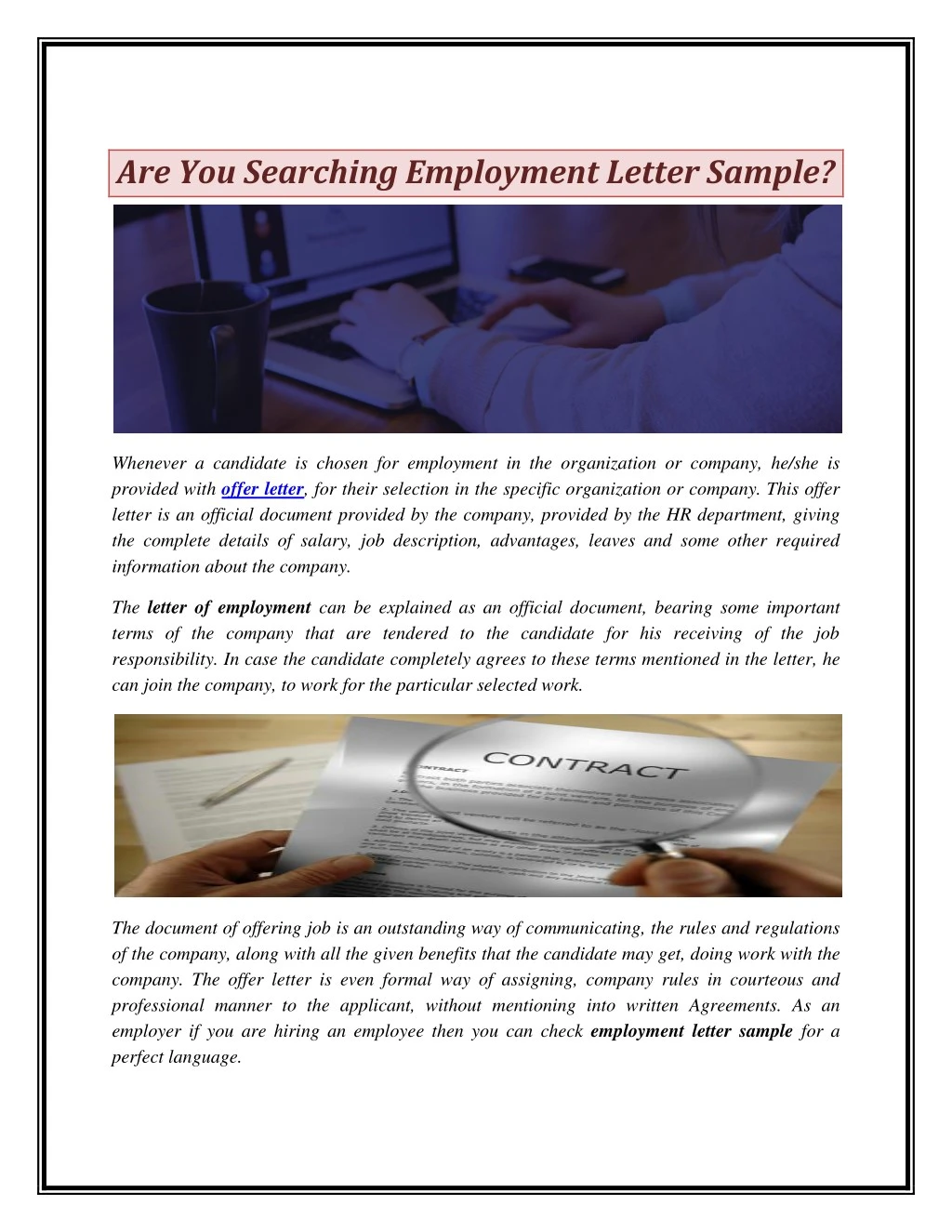 are you searching employment letter sample