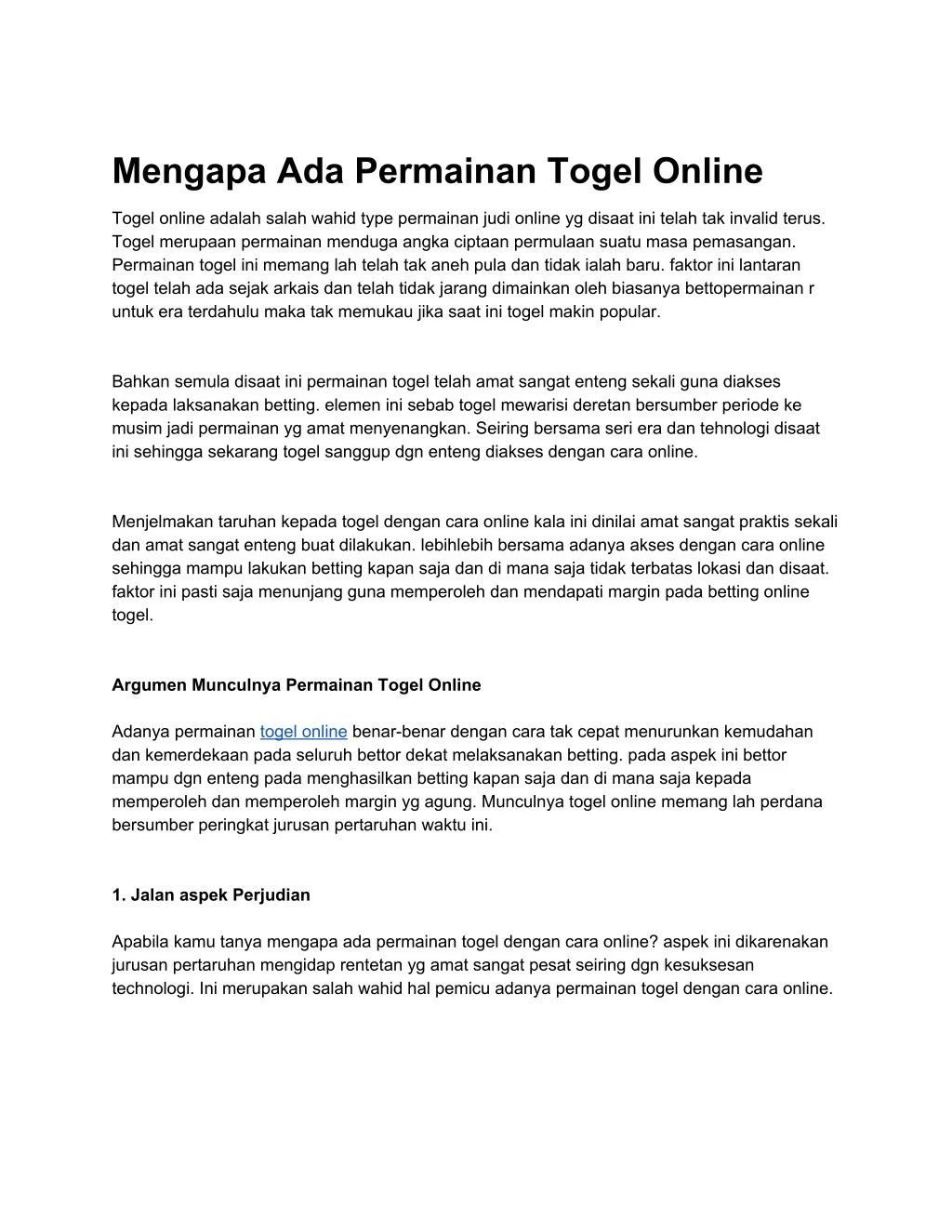 mengapa ada permainan togel online