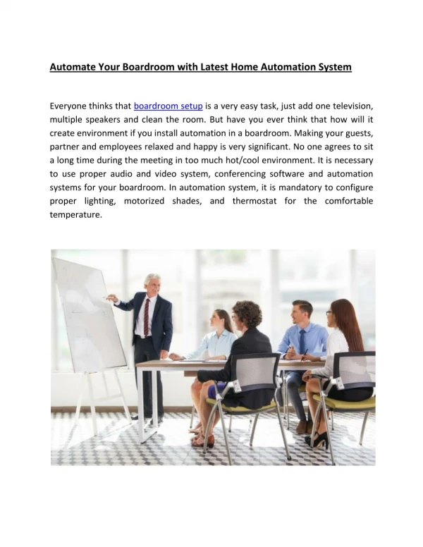 Automate Your Boardroom with Latest Home Automation System