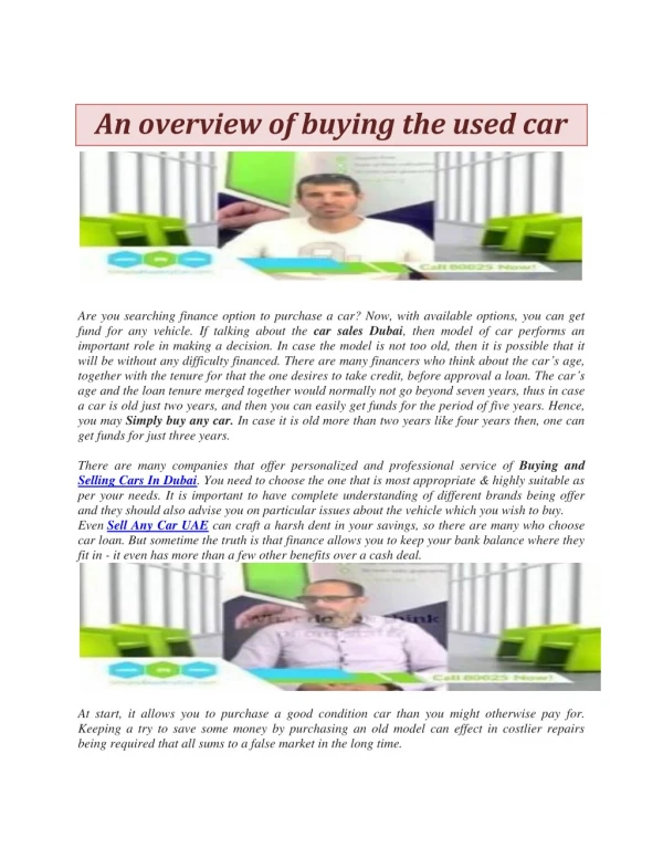 An overview of buying the used car