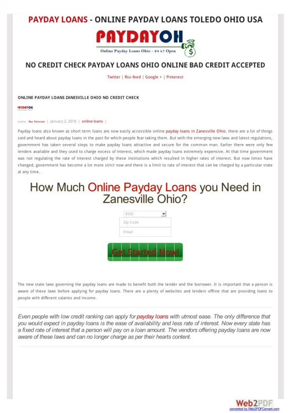 Online payday loans Zanesville Ohio No Credit Check