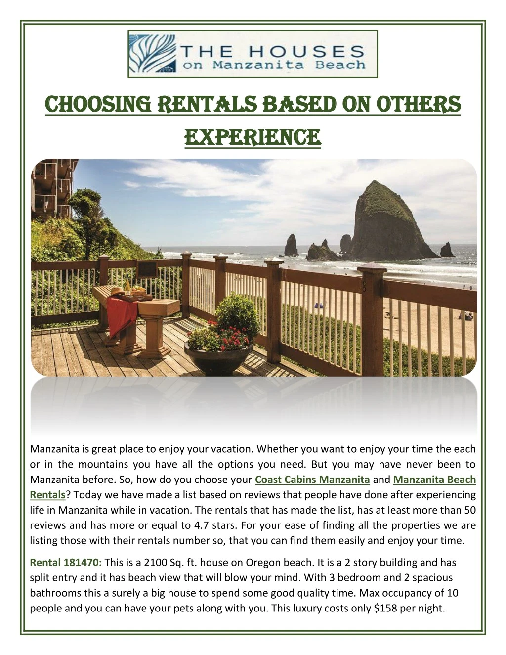choosing rentals based on others choosing rentals