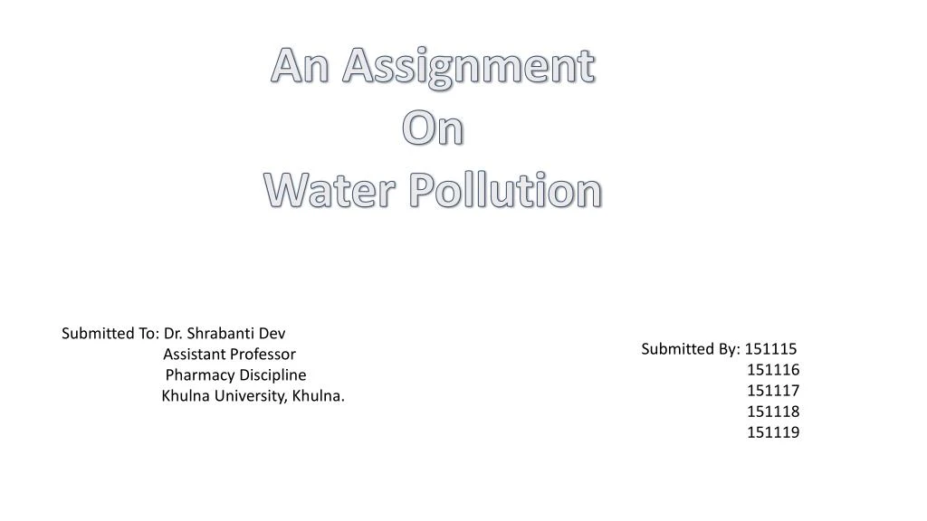 an assignment on water pollution