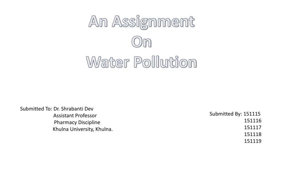 assignment on water contamination