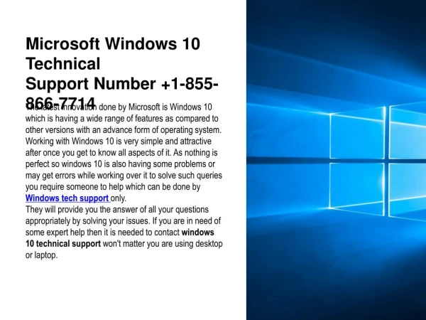 Microsoft Windows 10 Technical Support Number 1-8558667714
