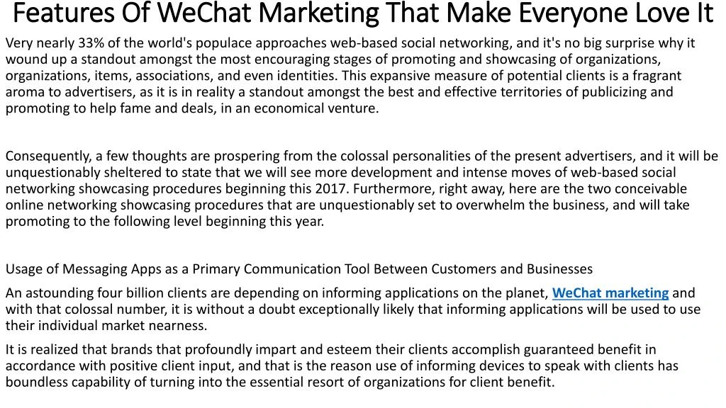 features of wechat marketing that make everyone love it
