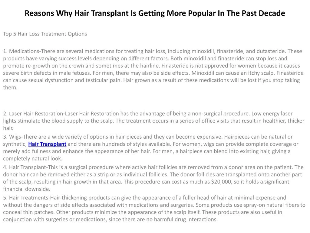 reasons why hair transplant is getting more popular in the past decade