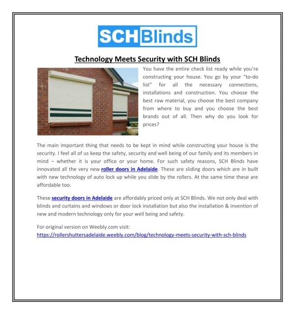 Technology Meets Security with SCH Blinds