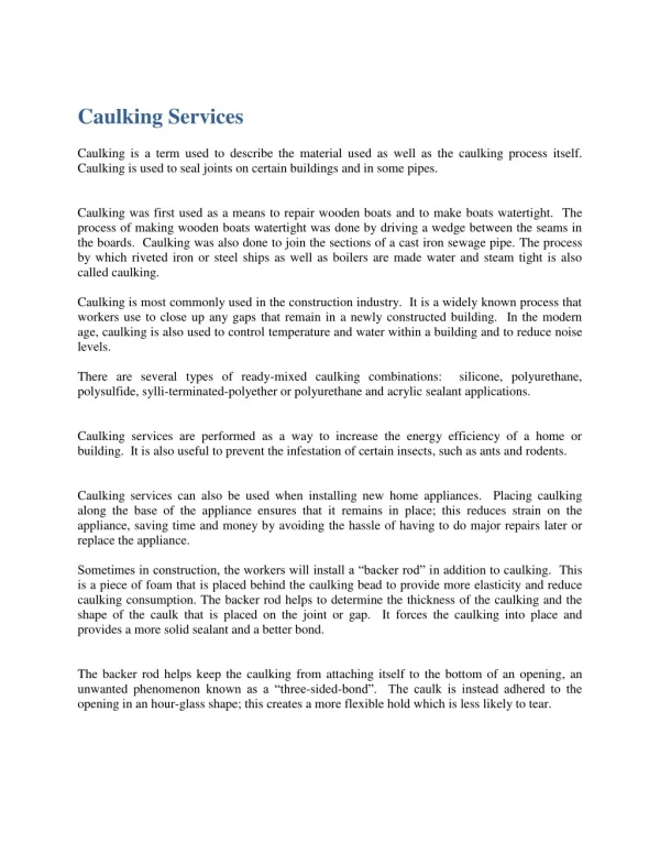 Caulking Services
