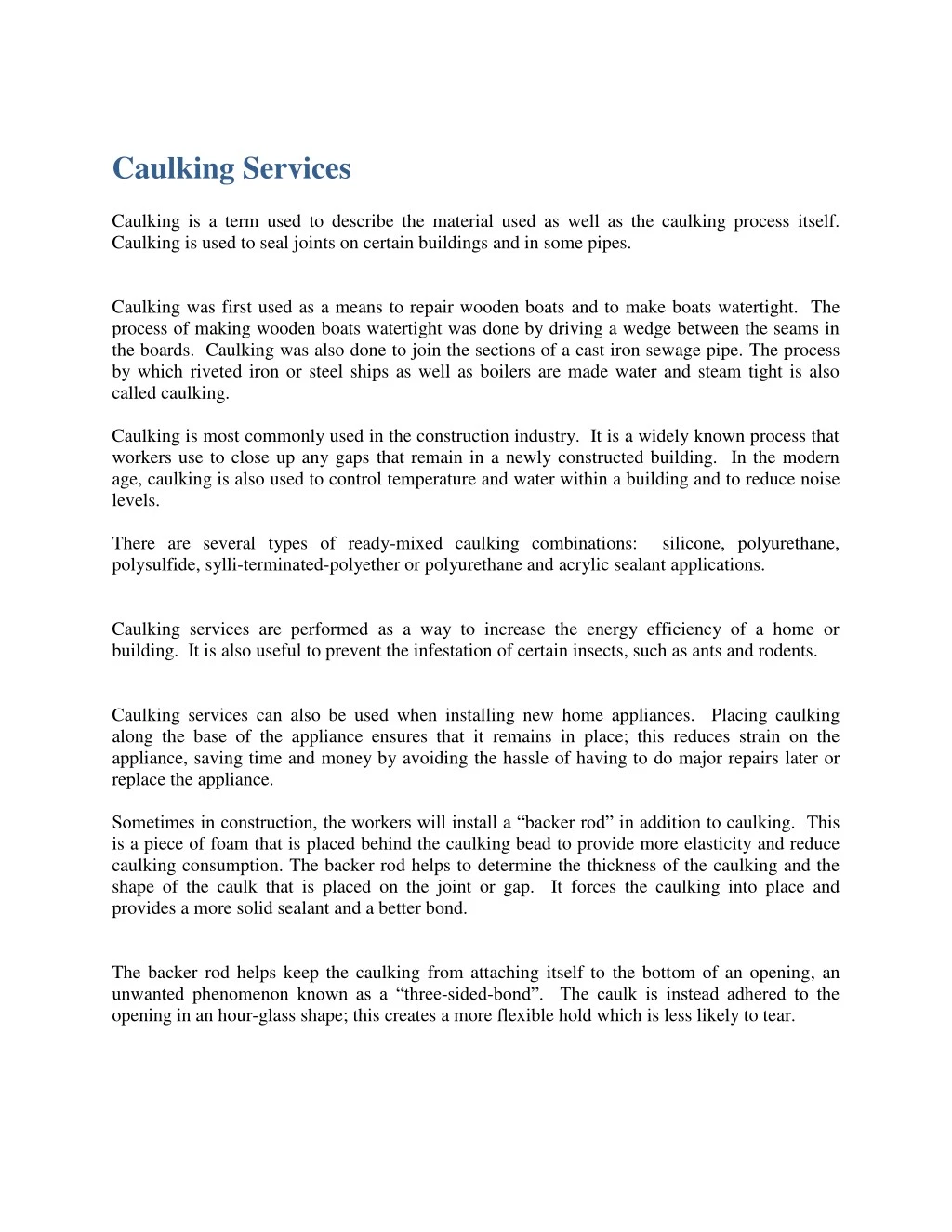 caulking services caulking is a term used