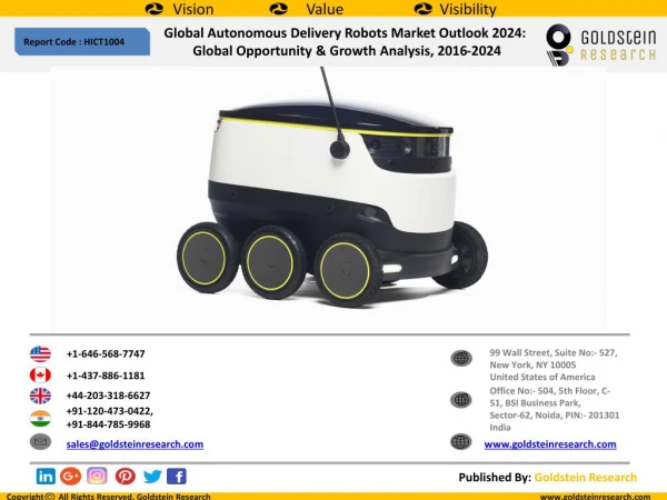 Global Autonomous Delivery Robots Market Outlook 2024: Global Opportunity & Growth Analysis, 2016-2024