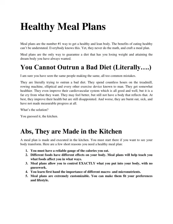 Healthy Meal Plans