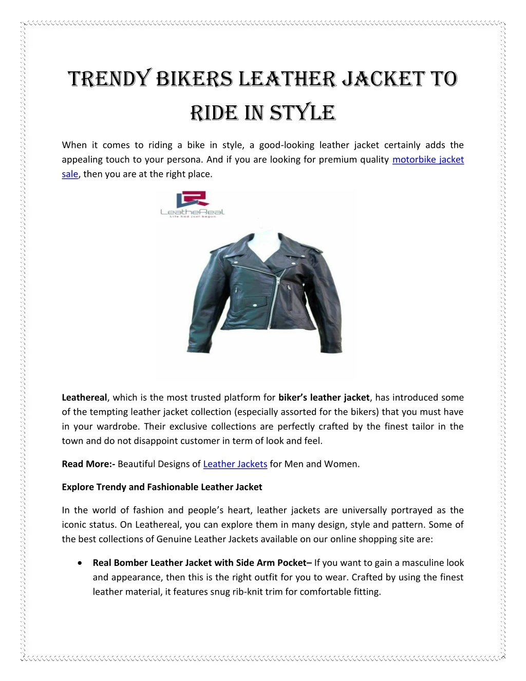 trendy bikers leather jacket to ride in style