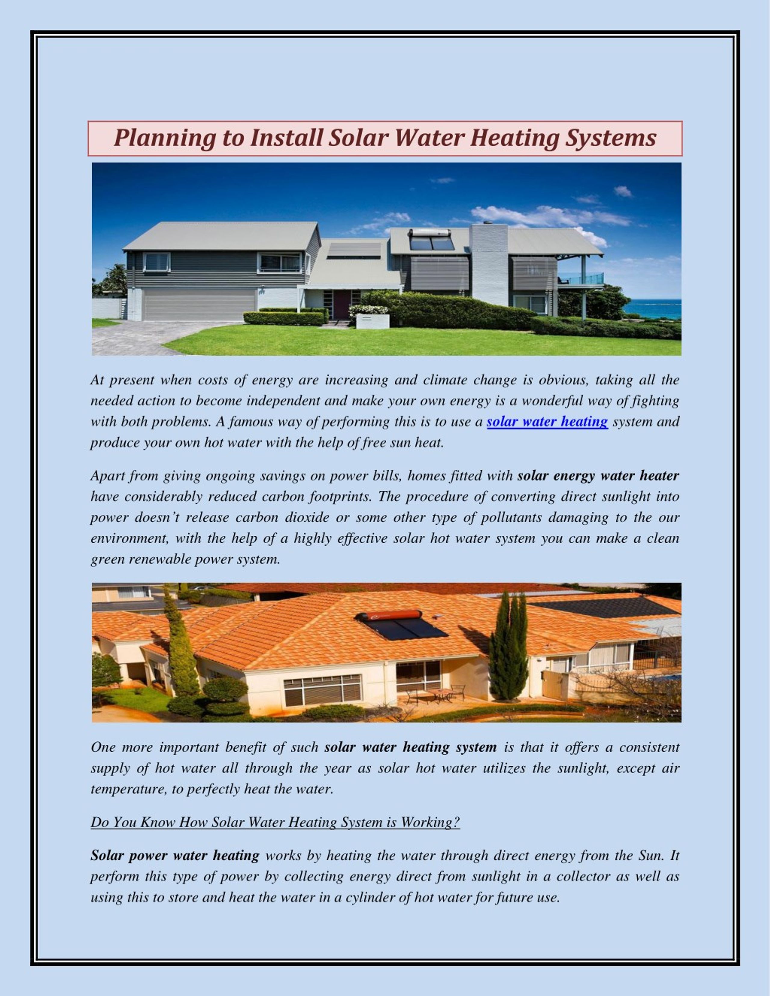 PPT - Planning to Install Solar Water Heating Systems PowerPoint ...