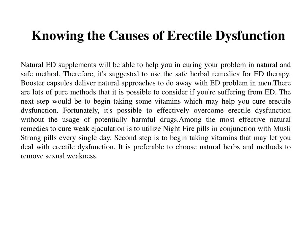 knowing the causes of erectile dysfunction