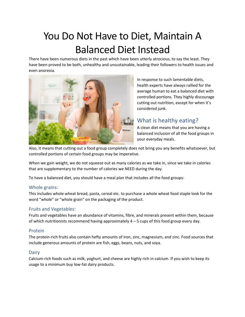 you do not have to diet maintain a balanced diet