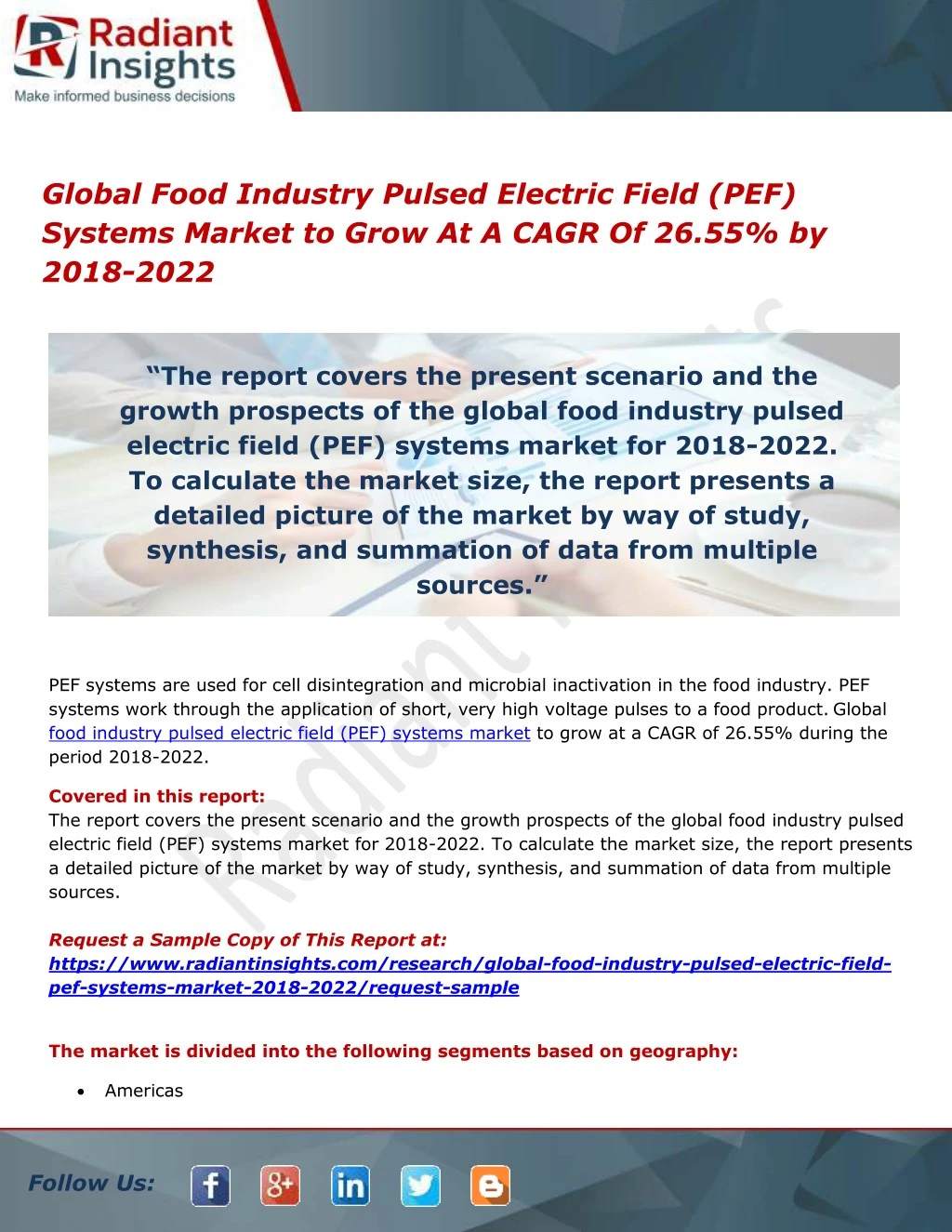 global food industry pulsed electric field