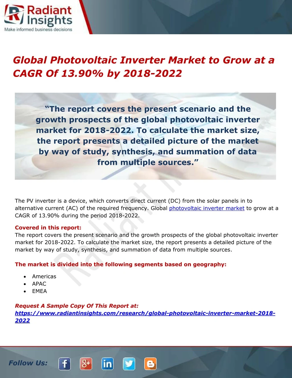 global photovoltaic inverter market to grow