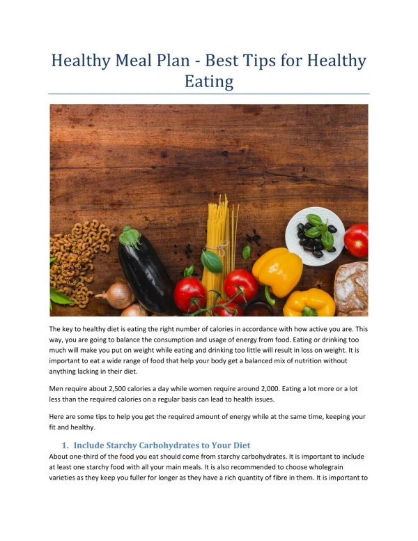 Healthy Meal Plan - Best Tips for Healthy Eating